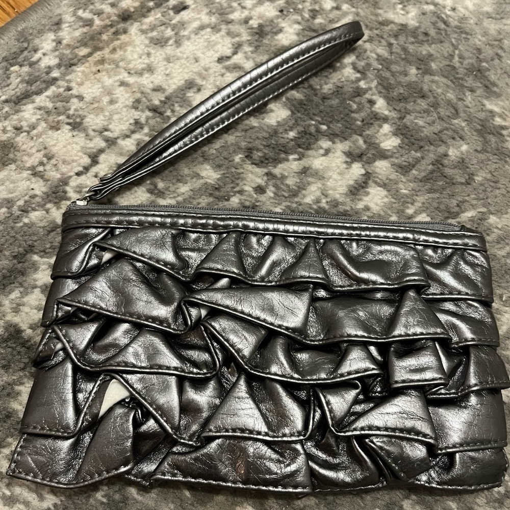 Graphite Gray Ruffled Wristlet - image 1